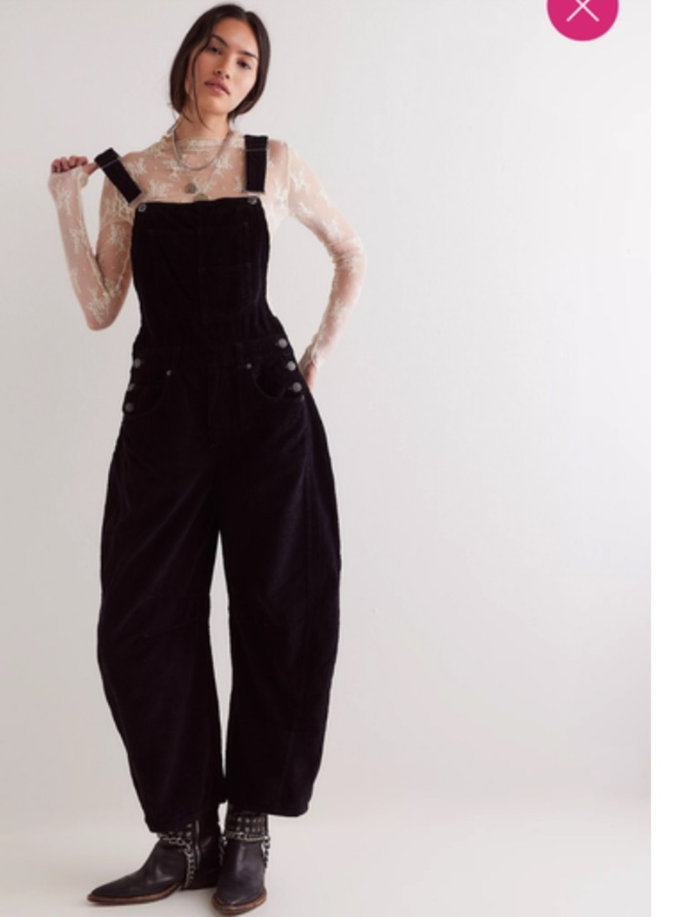 Free People We The Free Good Luck Barrel Overalls Black Corduroy Size S Sold Out - Picture 2 of 6